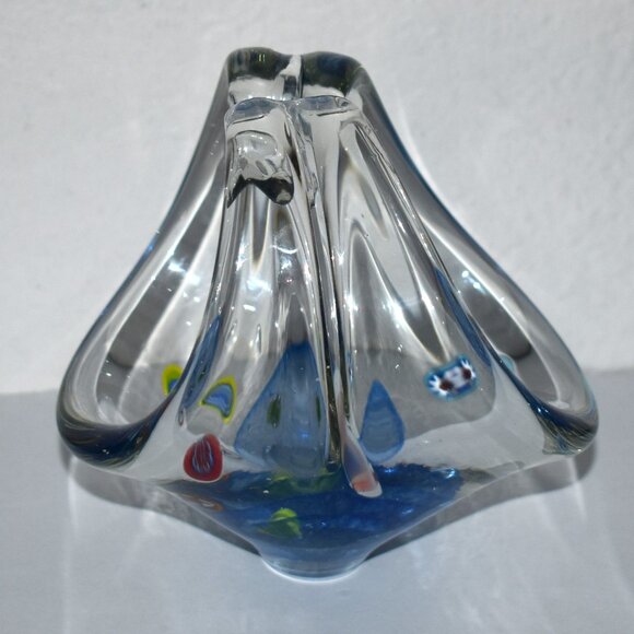 Glass Split Handle Basket W/Millefiori Beads - Picture 4 of 7